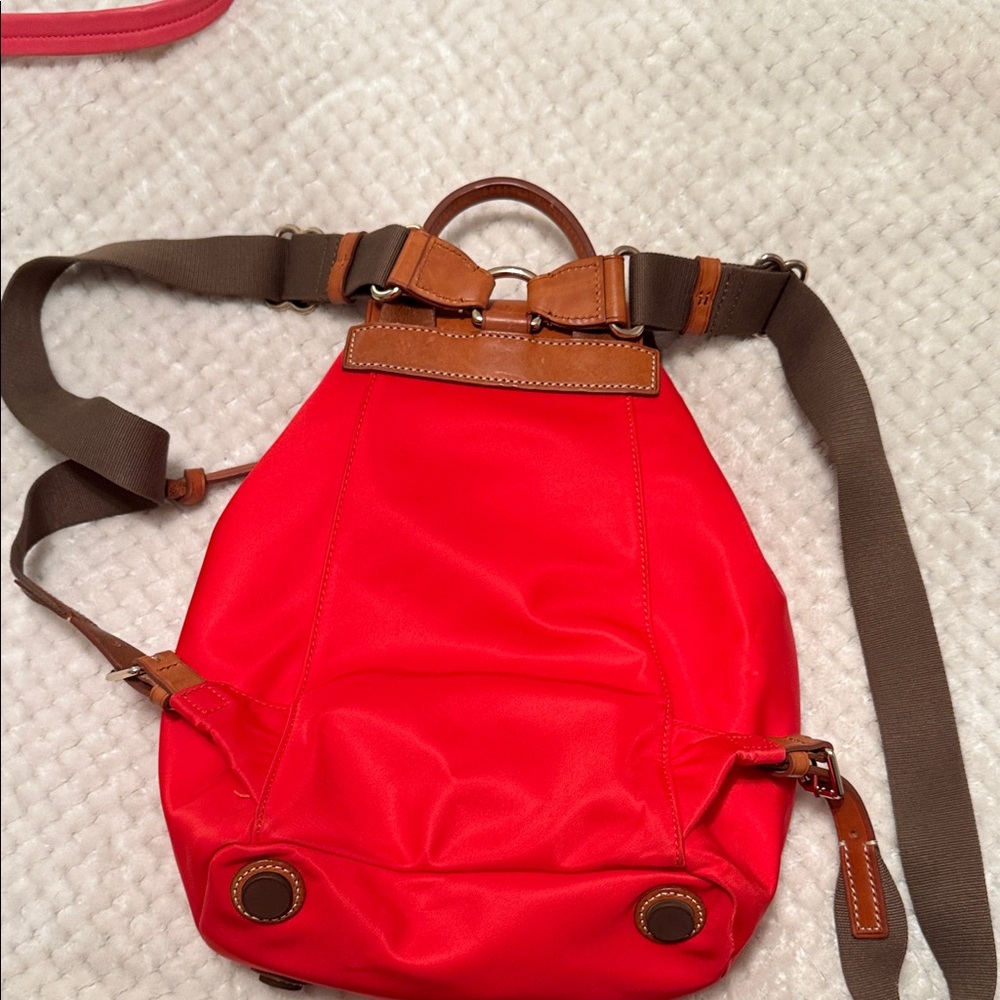 Dooney & Bourke Red Backpack with Brown Accents - Picture 2 of 8